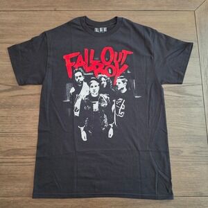 Fall Out Boy Band Graphic T-Shirt Black Red Logo Licensed Mens Medium NWOT